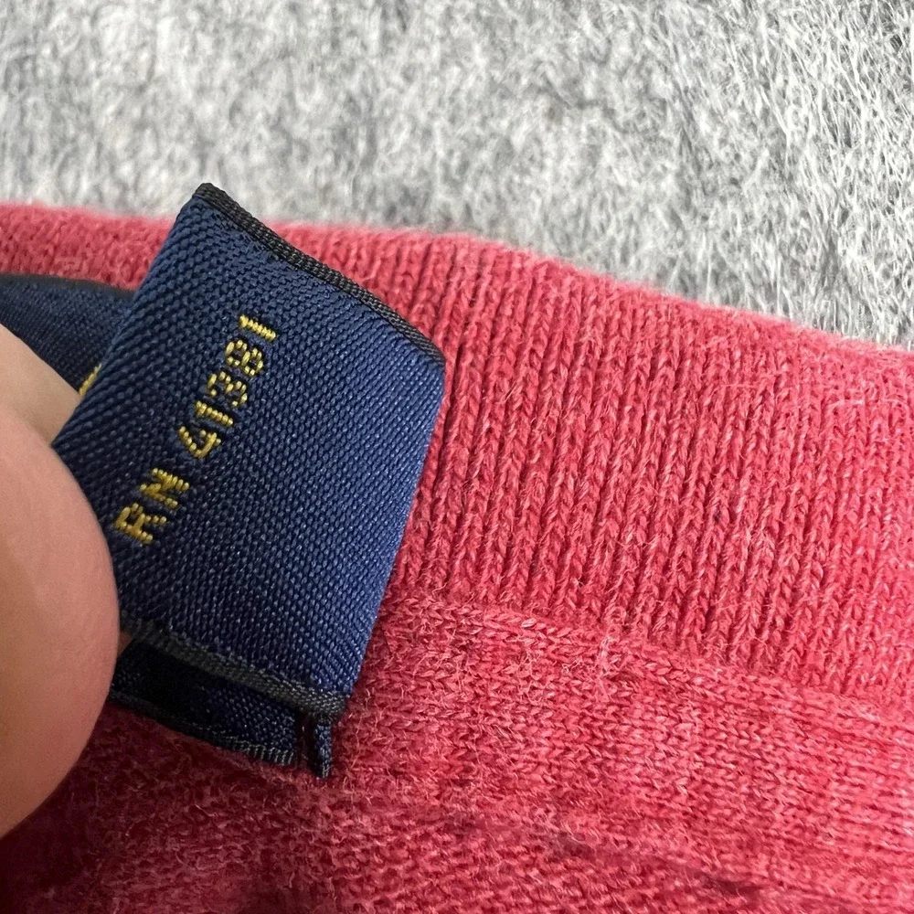 Polo Ralph Lauren Polo Shirt Mens XL Red Long Sleeve‎ 100% Cotton Green Pony